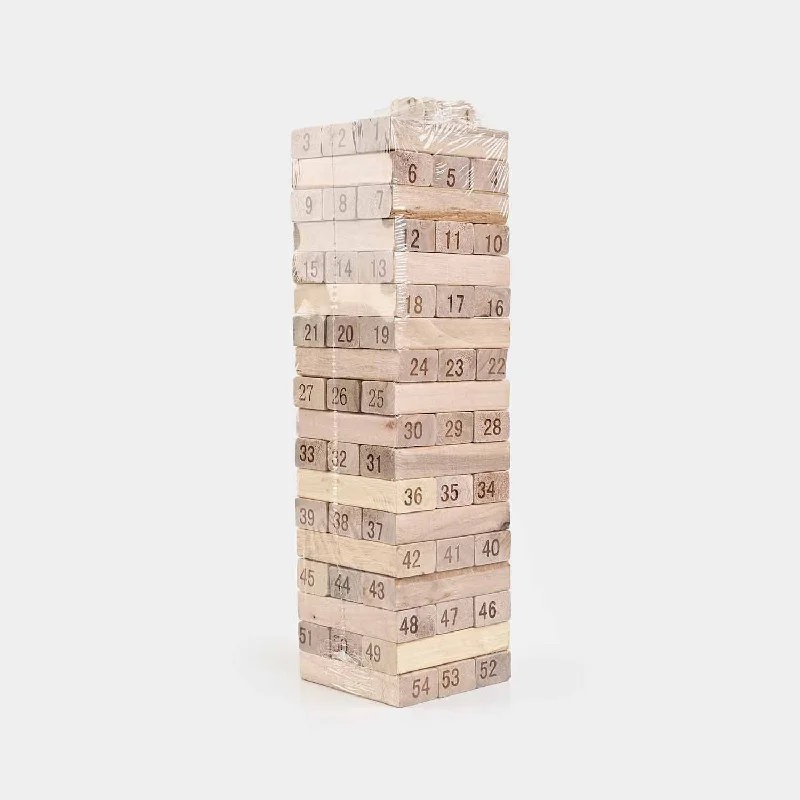 Eco - Friendly Solid Wood Building Blocks with Smooth Edges for Safe ConstructionJenga Game with Wooden Blocks, Stacking Tower Game | 54PCS