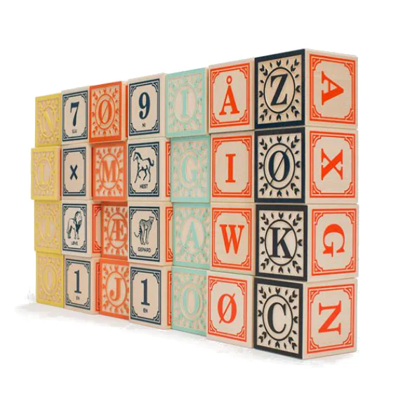 High - Grade Solid Wooden Building Blocks with a Puzzle - Solving FeatureUncle Goose Norwegian Alphabet Blocks