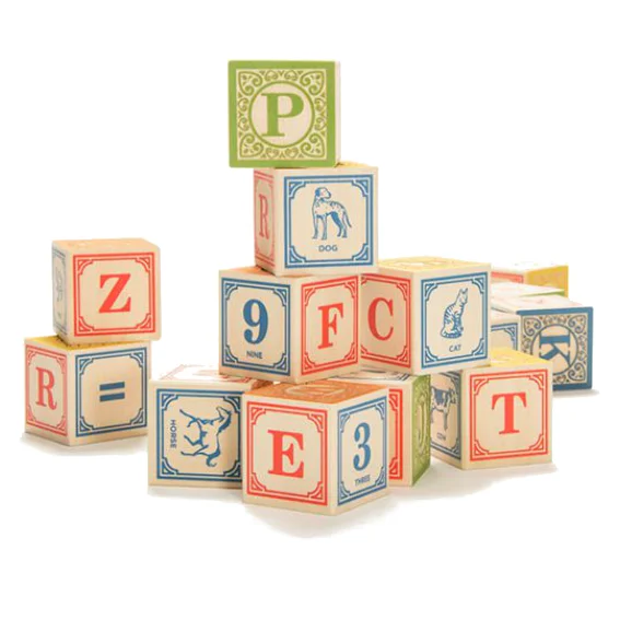 High - Grade Solid Wooden Building Blocks with a Puzzle - Solving FeatureUncle Goose English Alphabet Blocks