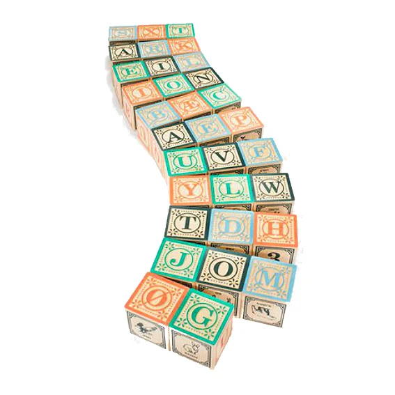 Hand - Sanded Interlocking Wooden Building Blocks for Easy Assembly and DisassemblyUncle Goose Danish Alphabet Blocks