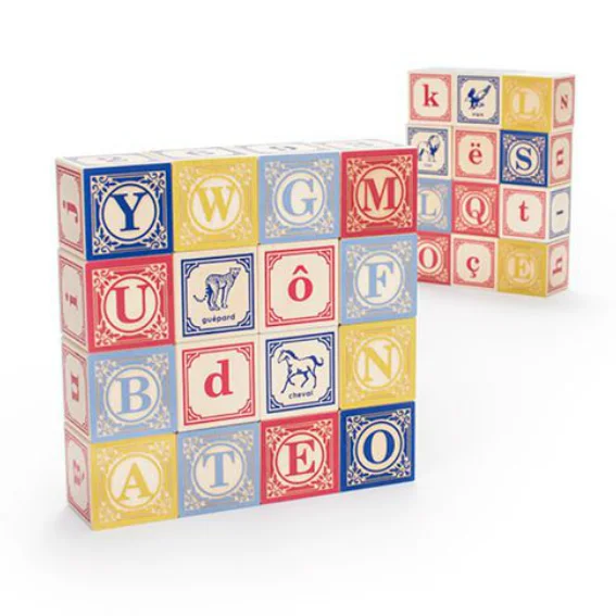 Natural - Finish Large - Sized Wooden Building Blocks for Toddlers' Creative PlayUncle Goose French Alphabet Blocks