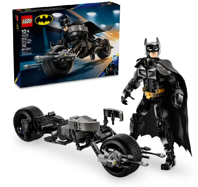 Solid Wood Building Blocks with Removable Parts for Customizable CreationsBatman™ Construction Figure and the Bat-Pod Bike