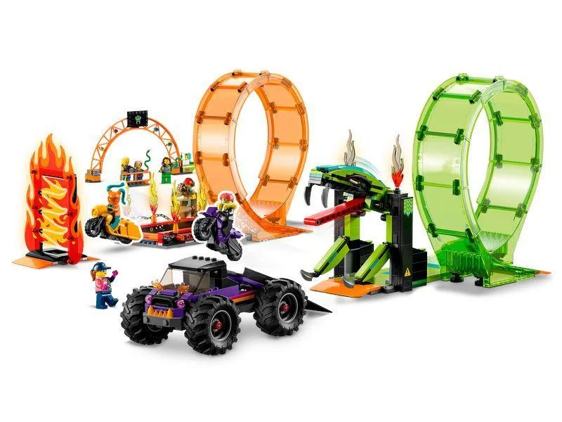 Eco - Conscious Solid Wood Building Blocks with a Nature - Inspired Pattern SetLEGO CITY 60339 Stuntz Double Loop Stunt Arena Motorbike Set