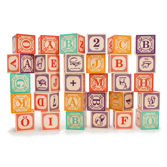 Sustainable Solid Wood Building Blocks with a Musical Instrument DesignUncle Goose Swedish Alphabet Blocks