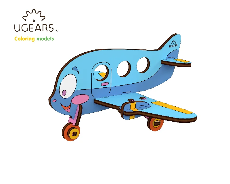 High - Quality Solid Wooden Building Blocks with Magnetic Inserts for Added Stability3D-puzzle coloring  Airplane