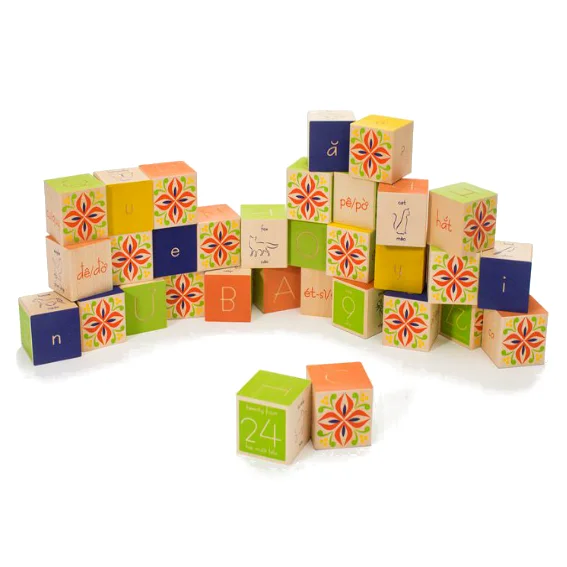 Sustainable Solid Wood Building Blocks with a Musical Instrument DesignUncle Goose Vietnamese Alphabet Blocks