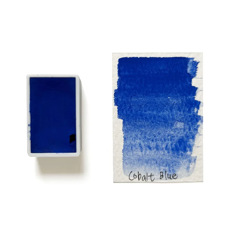 Sustainable Wooden Palette with Deep Wells for Mixing Acrylic PaintsCobalt Blue Deep PB28 - Artist Grade Handmade Honey Based Watercolor Paint Full Pan 3.2ml