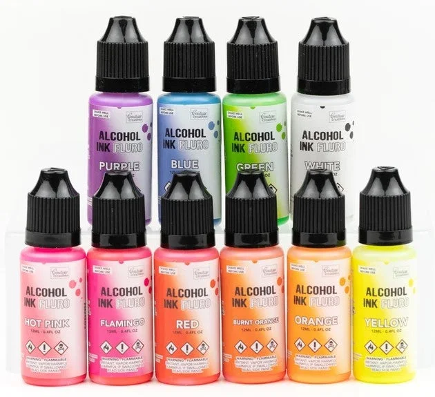 Wooden Stencil Brushes for Applying Patterns in Folk Art HandicraftsCouture Creations 12ml Fluro Alcohol Ink - 10 Colours Available