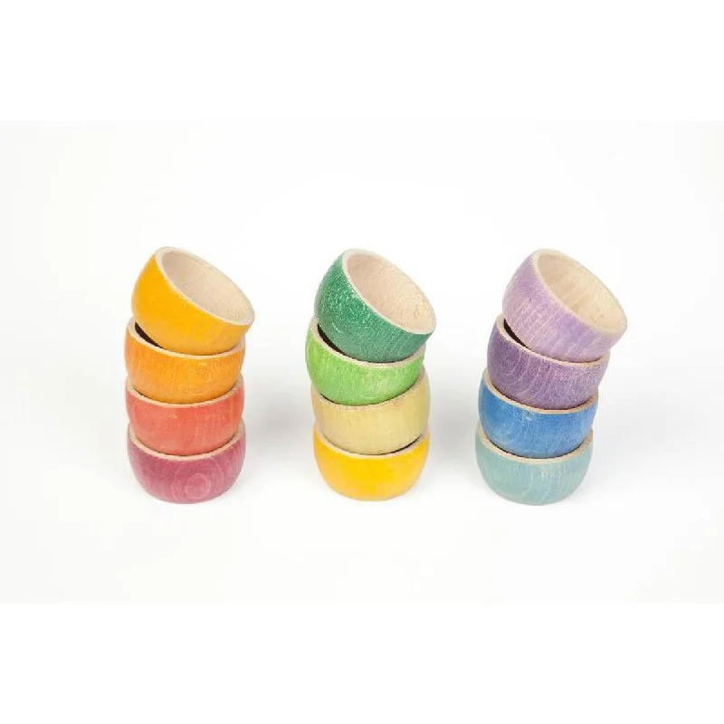 Solid Wood Stacking Cups with Different Sizes for Sensory Play and Motor SkillsSolid Wood Stacking Cups with Different Sizes for Sensory Play and Motor SkillsGrapat coloured bowls 12 pcs