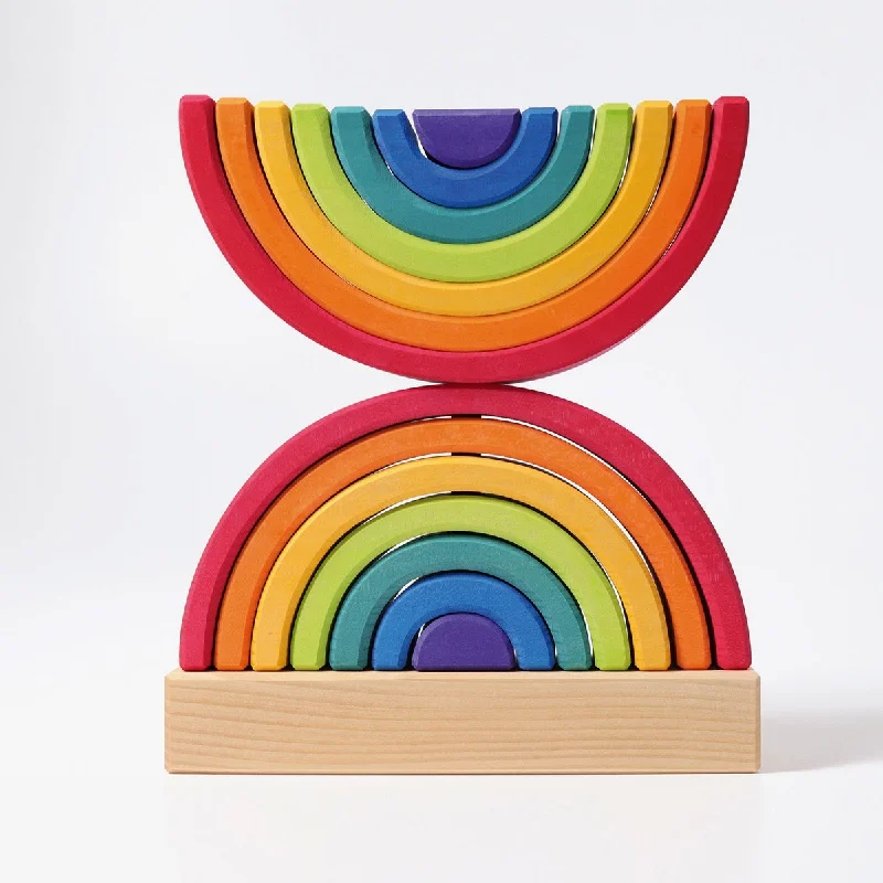 Hand - Turned Wooden Spinning Top with a Colorful Design for Classic AmusementHand - Turned Wooden Spinning Top with a Colorful Design for Classic AmusementGrimm's stacking tower double rainbow multi-coloured