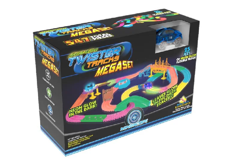 Collectible Train Set with a Steam Locomotive, Passenger Cars, and Track AccessoriesMindscope Twister Tracks Mega Set