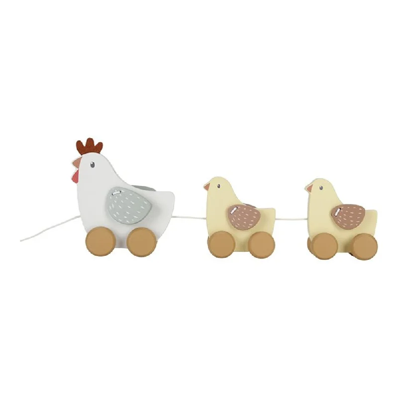 Natural Finish Wooden Pull - Along Wagon for Outdoor Toy Transport and PlayNatural Finish Wooden Pull - Along Wagon for Outdoor Toy Transport and PlayLittle Dutch Pull Along Chickens- Little Farm