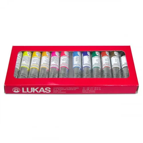 High - Quality Wooden Paintbrushes Set for Professional Artists' Oil PaintingOil - Lukas Set/12 20ml