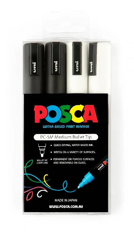 High - Quality Wooden Paintbrushes Set for Professional Artists' Oil PaintingPosca Paint Marker PC-5M 1.8-2.5mm Bullet Tip 4 Piece Pack Black / White Colour