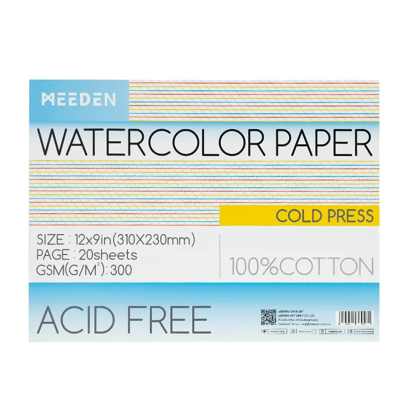 Sustainable Wooden Palette with Deep Wells for Mixing Acrylic PaintsMEEDEN 12x9" Cold Press Watercolor Paper Pad 20 Sheets