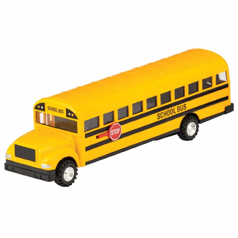 N - Scale Model Train Layout with a City - Themed Background and Animated FiguresSchylling Die Cast School Bus Large