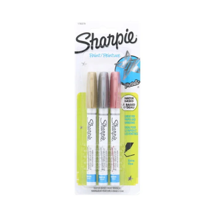 Hand - Sanded Wooden Dowels for Building Structures in 3D HandicraftsSharpie Water-based Paint Marker Extra-Fine Tip Pen - Set of 3 Metallic Colours