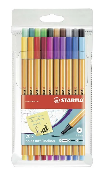 Sustainable Wooden Sculpture Carving Tools for Creating Artistic FiguresStabilo "Point 88" Fineliner 0.4mm Pen Pack - Set of 20 Colours