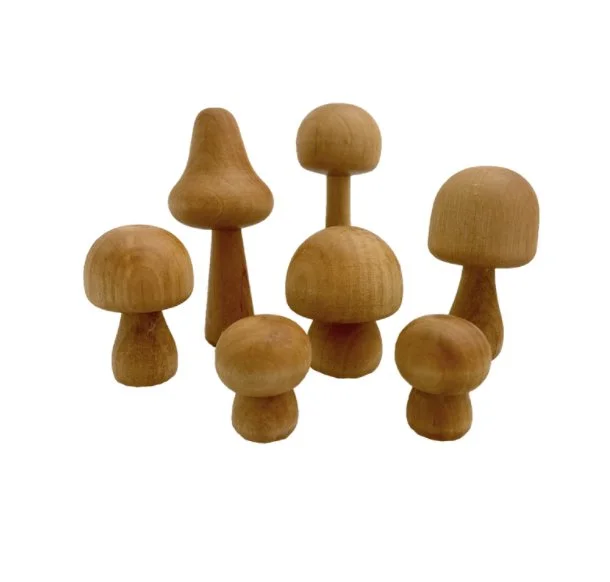 Carved Wooden Chess Set with Intricate Pieces for Strategy Game EnthusiastsCarved Wooden Chess Set with Intricate Pieces for Strategy Game EnthusiastsToadstool Mushroom - Set of 7