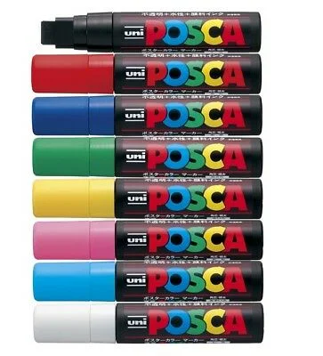 Solid Wood Canvas Stretchers for DIY Canvas Preparation in PaintingUni Posca Paint Marker 15mm Extra-Broad Tip Pen (PC-17K) - Set of 8 Colours