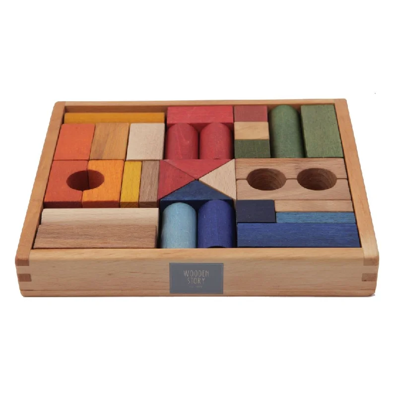 Hand - Carved Wooden Alphabet Blocks for Early Learning and Toddler DevelopmentHand - Carved Wooden Alphabet Blocks for Early Learning and Toddler DevelopmentWooden Rainbow Blocks with Storage Tray - 30 Pieces