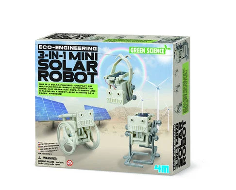 Solid Wood Educational Toys with a Science Experiment Theme for Young Learners4M Eco Engineering Kit: 3-in-1 Mini Solar Robot