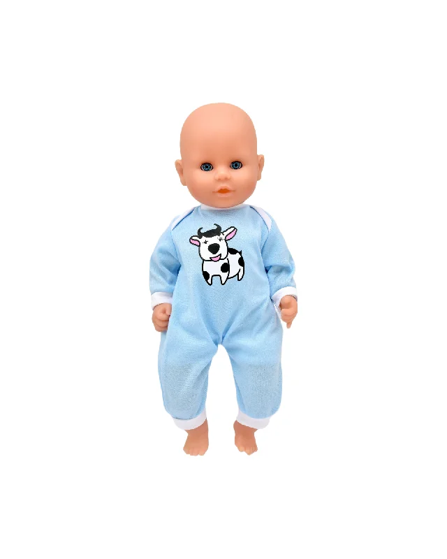 Plus - Sized Soft - Body Cloth Dolls for Toddlers with a Set of Colorful Clothing AccessoriesBambini Blue Cow Romper