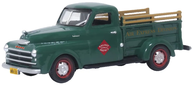 N - Scale Model Train Layout with a City - Themed Background and Animated FiguresOxford Diecast 1948 Dodge B-1B Pickup REA 1:87 scale 87DP48004