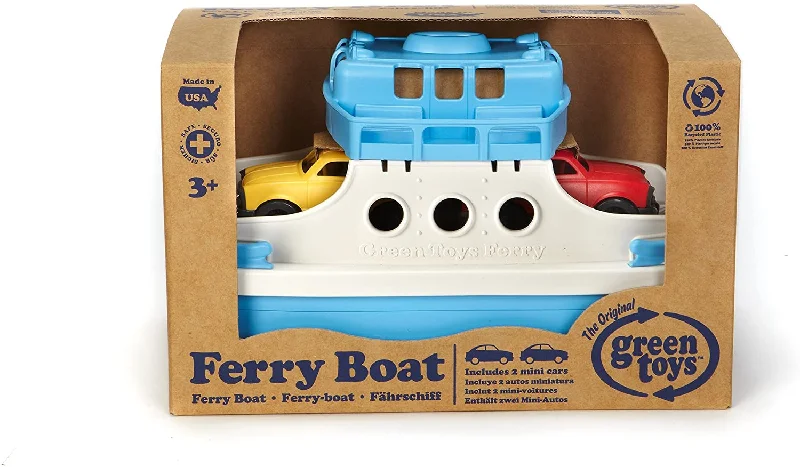 Natural Finish Wooden Educational Toys with a Music - Making Function for 3 - 5 Year OldsGREEN TOYS FERRY BOAT WITH FASTBACKS