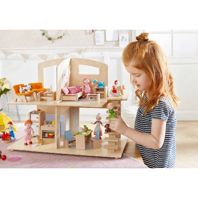 Dolls Made from Sustainable Materials with Environment - Friendly AccessoriesHABA Little Friends Dollhouse Town Villa with Furniture