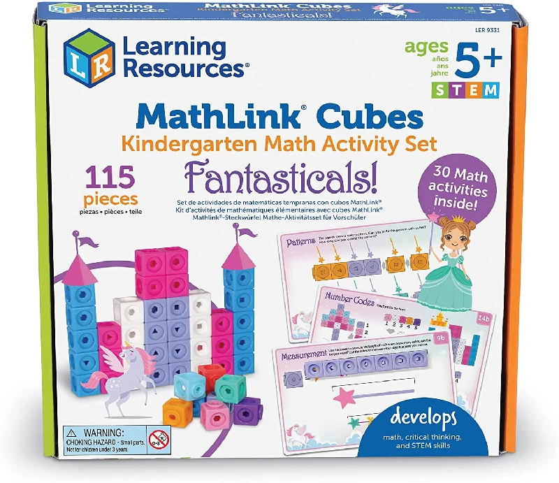 Natural Wood Early Learning Educational Toys for Toddlers' Cognitive DevelopmentLearning Resources Mathlink Cubes - KINDERGARTEN Math Activity Set (115 Piece)