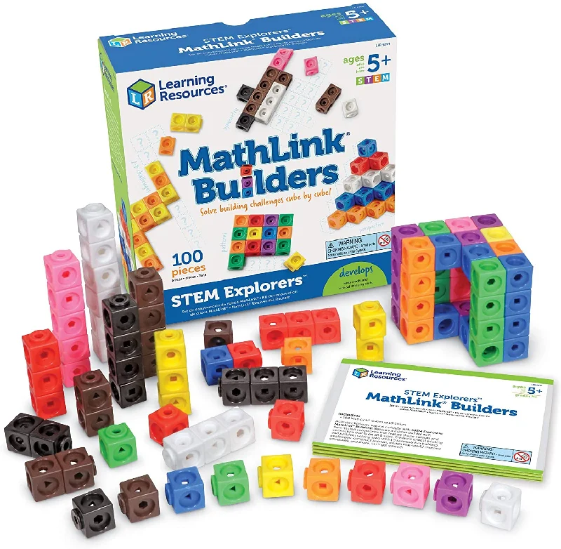 Hand - Carved Wooden Educational Toys with Alphabet - Learning BlocksLearning Resources STEM Explorers MathLink Builders Cubes (100 Piece)