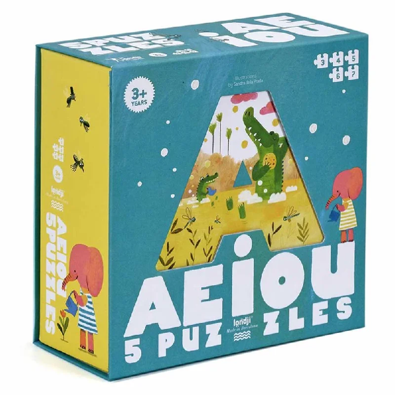 Large - Scale Solid Wood Educational Toys for Group Learning and CollaborationLondji AEIOU 5 Puzzles