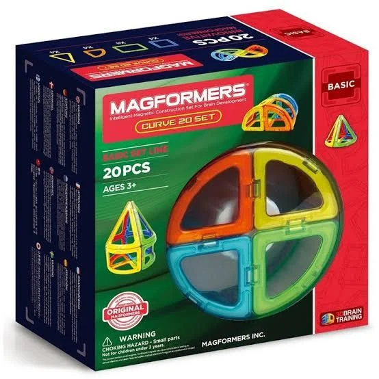 Solid Wood Educational Toys with a Coding and Logic - Building GameMagformers Curve Set 20pc