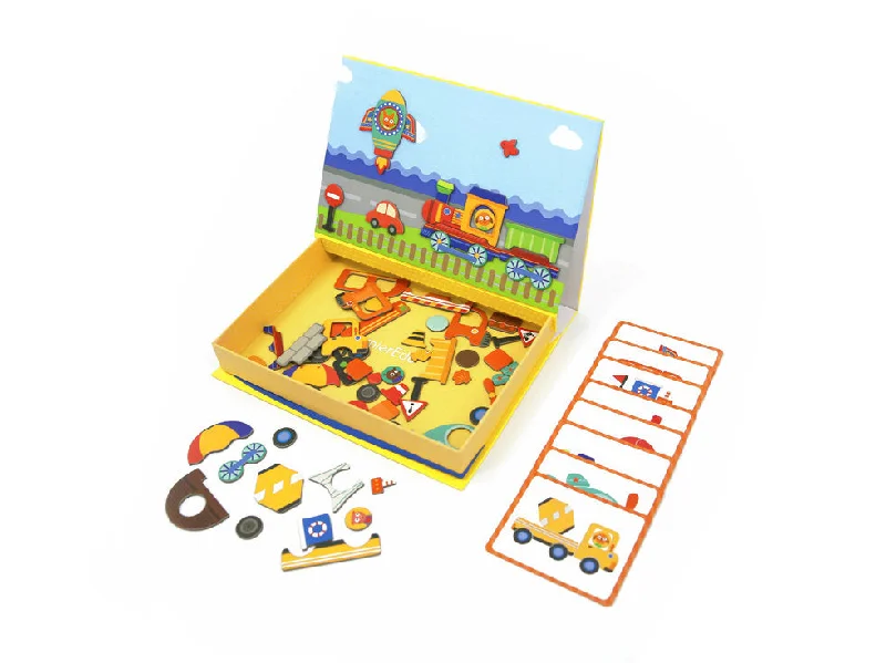 Sustainable Wooden Educational Toys with Counting and Number Recognition ElementsMagnetic Art Case Vehicles