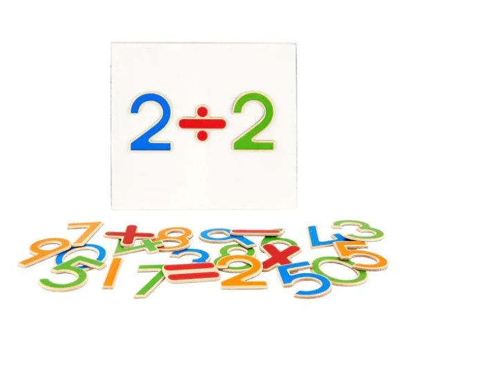 Hand - Carved Wooden Educational Toys with Alphabet - Learning BlocksMagnetic Numerals and Signs