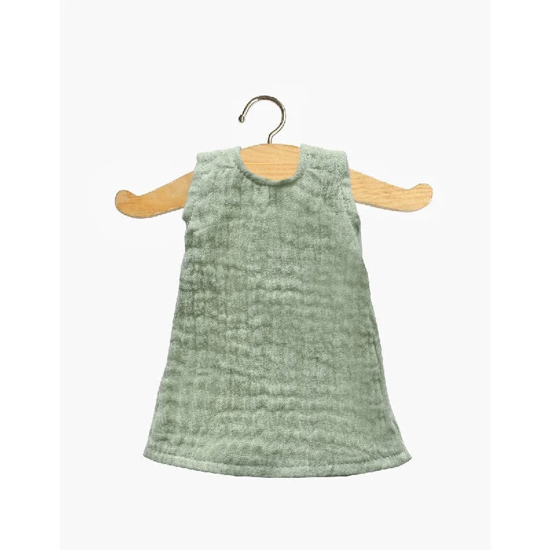 Dolls with a Braille - Embossed Nameplate and Sensory - Friendly AccessoriesMinikane amigas iva dress in almond green