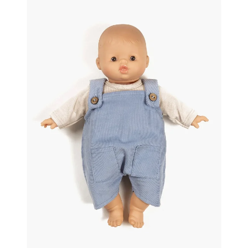 Dolls for Art Enthusiasts with a Painting Set and Art - Inspired AccessoriesMinikane babies Antonin sky blue overalls and linen jersey t-shirt