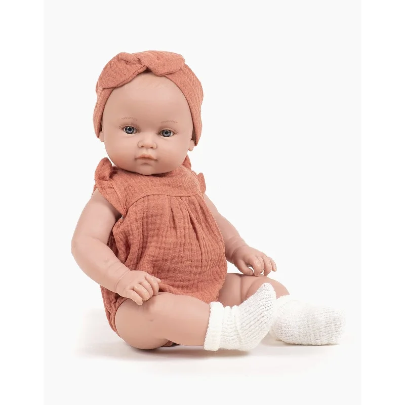 Dolls with a Scented Body and Aromatherapy - Inspired AccessoriesMiniKane bambinis girl Yaëlle dressed in an olivia romper and double marsala gauze headband