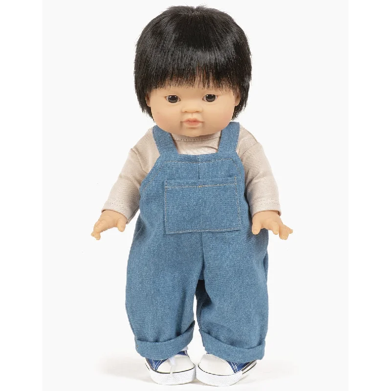 Dolls with a Weighted Body for a Soothing Effect and Comfort - Oriented AccessoriesMinikane gordis Antoine overalls set in light blue denim and linen jersey t-shirt