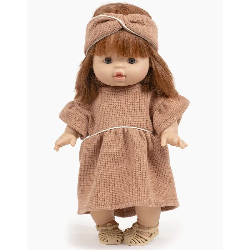 Interactive Talking Dolls with Educational Accessories like Storybooks and FlashcardsMinikane gordis daisy dress and crossed headband in brown sugar honeycomb knit