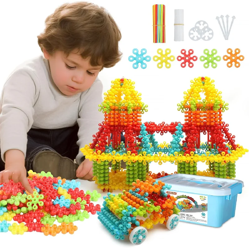 High - Grade Solid Wood Educational Toys for Improving Hand - Eye CoordinationMumma mall ColorSpark Building Blocks ?✨ (200pcs Block, 26 Color Stick, 6Pcs Wheels, 6Pcs Stick, 6Pcs Support Stick)