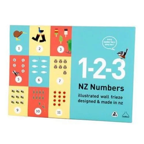 Sustainable Wooden Educational Toys with Counting and Number Recognition ElementsNZ 123 Wall Frieze