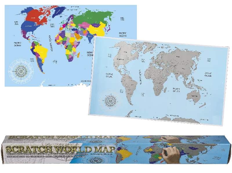 Hand - Sanded Wooden Educational Toys for Safe Exploration by PreschoolersScratch Map of the World