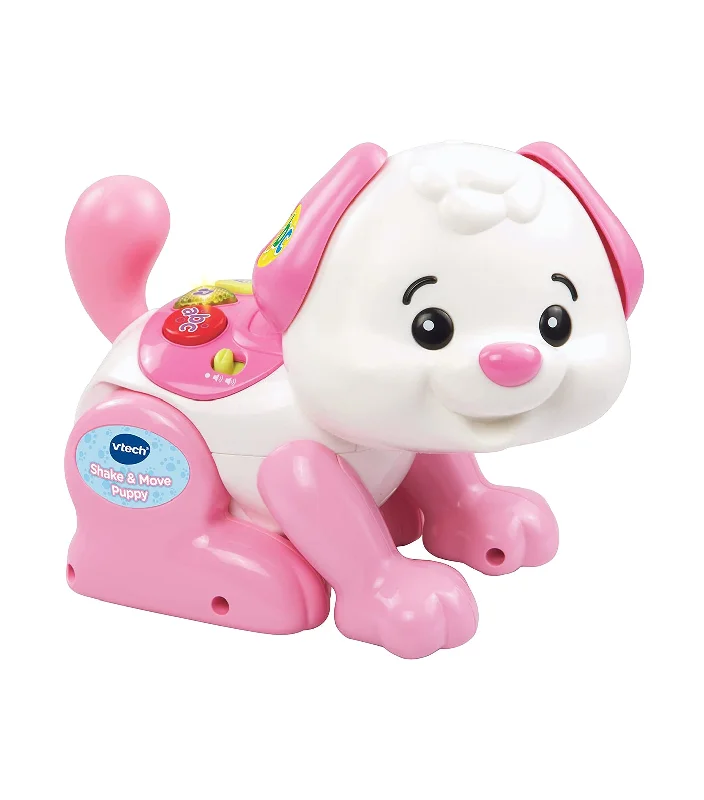 Hand - Painted Wooden Educational Toys in a Historical and Cultural ThemeShake and Move Puppy - Pink