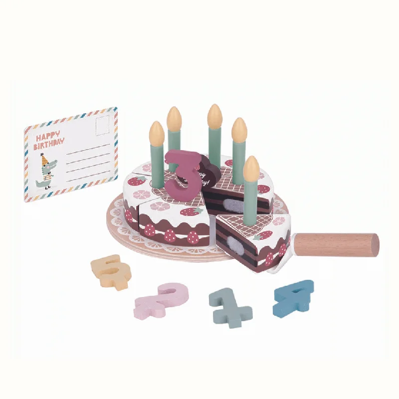 Natural Wood Early Learning Educational Toys for Toddlers' Cognitive DevelopmentWooden Birthday Cake Set