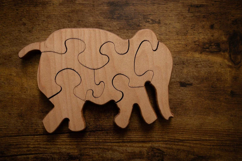 Antique - Style Wooden Puzzles of Classic Cars for Vintage EnthusiastsDouble Sided Elephant Puzzle