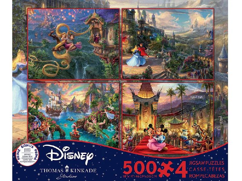 Interlocking Wooden Puzzles with Geometric Shapes for Developing Fine Motor Skills in PreschoolersThomas Kinkade Disney Dreams <br> 4 x 500 Piece Puzzles (S8)