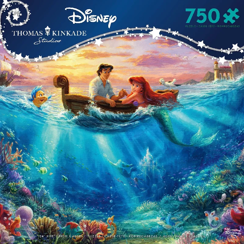 Adjustable - Difficulty Wooden Puzzles with a Castle Theme for Family Bonding TimeThomas Kinkade Disney Dreams <br> 750 Piece Puzzle <br> The Little Mermaid