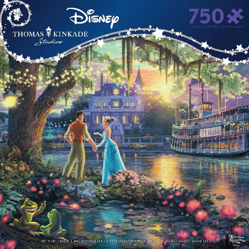 Puzzle - Mat Included Wooden Puzzles with a Botanical Garden Theme for Comfortable AssemblyThomas Kinkade Disney Dreams <br>750 Piece Puzzle <br> The Princess and the Frog